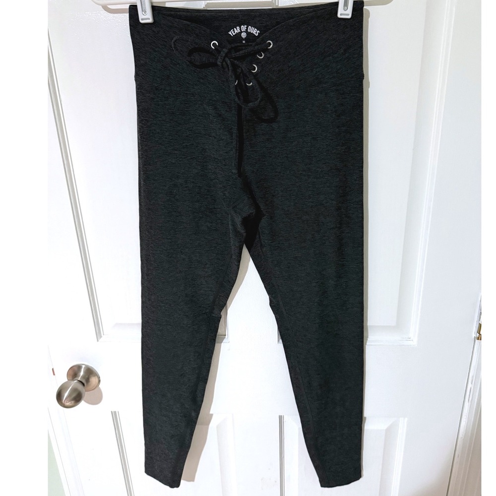 Year of Ours Revolve Leggings Charcoal Gray Corset High Waist Medium